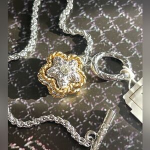 NINA RICCI (Rare!) Gold and Silver Floral Bracelet 1980